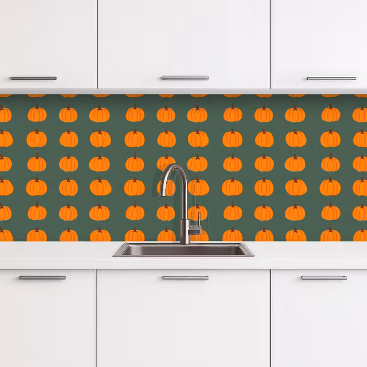 Spatscherm keuken - Pompoen - Patroon - Oranje — 4
