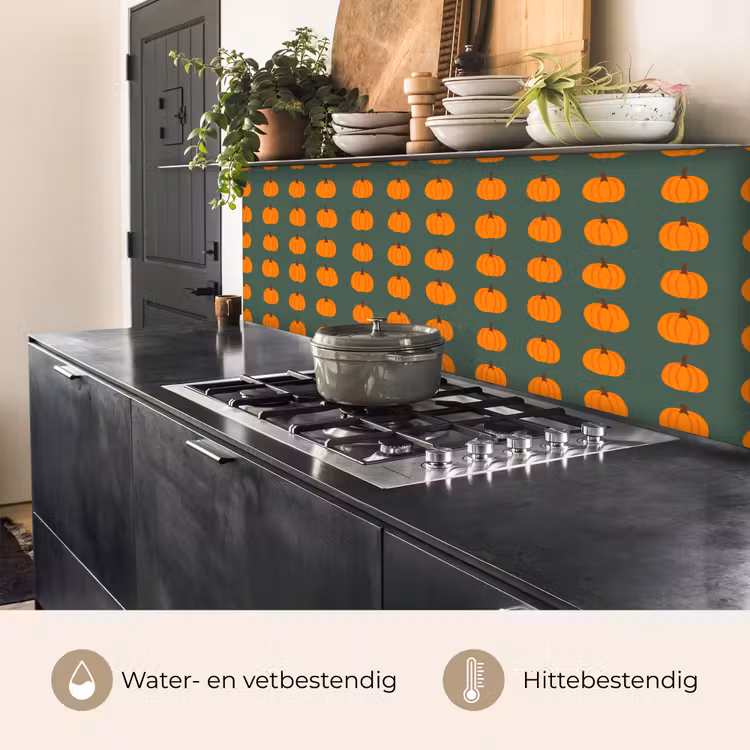 Spatscherm keuken - Pompoen - Patroon - Oranje — 5