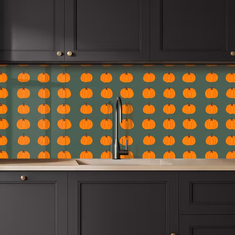 Spatscherm keuken - Pompoen - Patroon - Oranje — 6