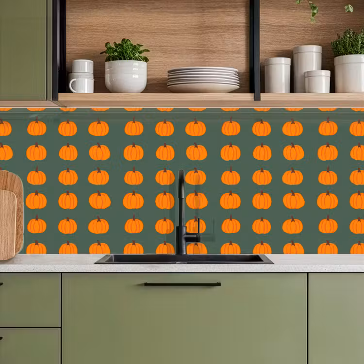 Spatscherm keuken - Pompoen - Patroon - Oranje — 7