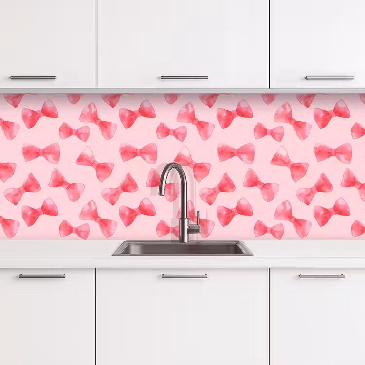 Spatscherm keuken - Strikken - Aquarel - Roze — 4