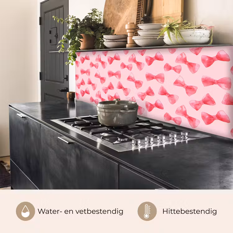 Spatscherm keuken - Strikken - Aquarel - Roze — 5