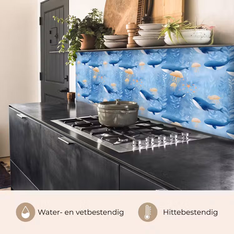 Spatscherm keuken - Walvissen - Oceaan - Blauw — 5