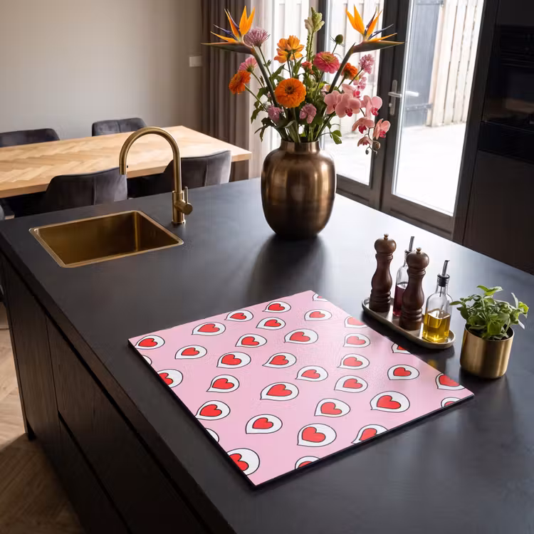 Inductie beschermer - Hartjes - Patroon - Rood — 2