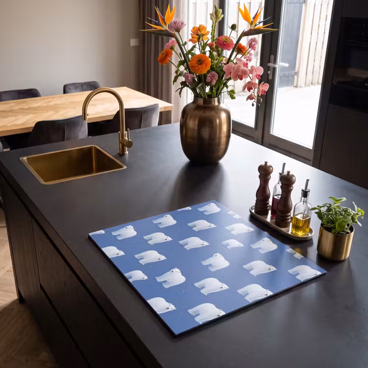 Inductie beschermer - IJsbeer - Patroon - Blauw — 2