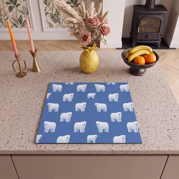 Inductie beschermer - IJsbeer - Patroon - Blauw — 3