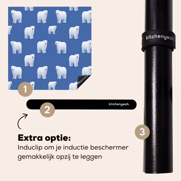 Inductie beschermer - IJsbeer - Patroon - Blauw — 8