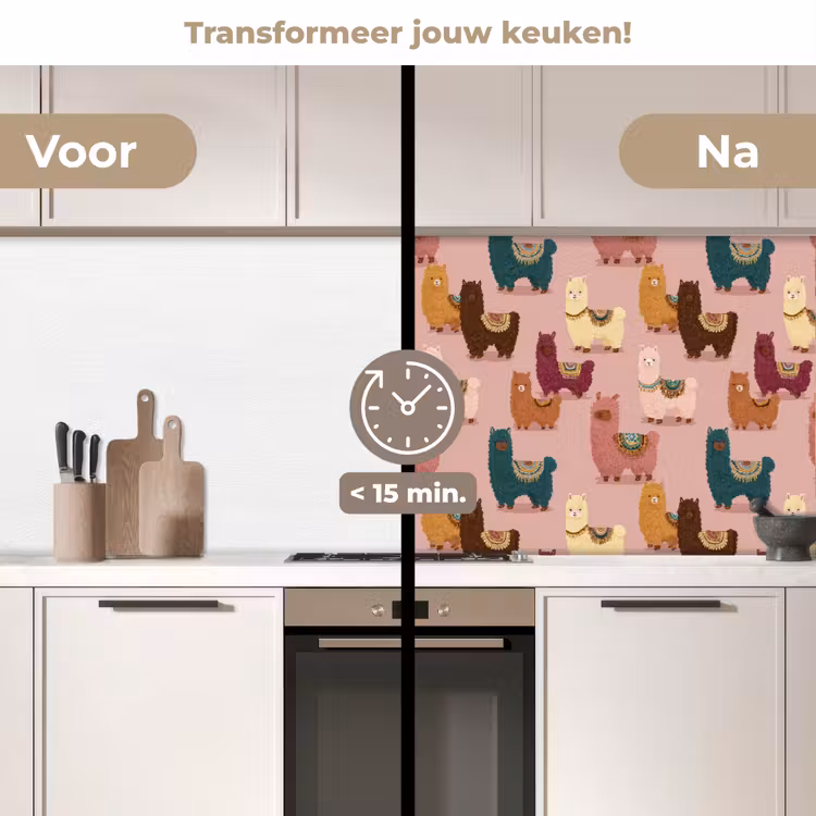 Spatscherm keuken - Alpaca's - Patroon - Kleurrijk — 3