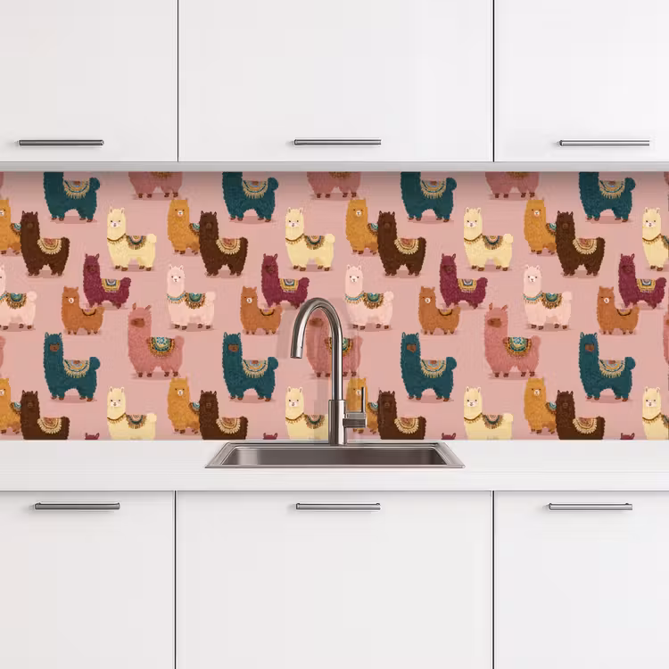 Spatscherm keuken - Alpaca's - Patroon - Kleurrijk — 4