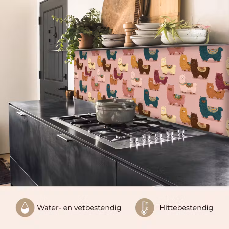 Spatscherm keuken - Alpaca's - Patroon - Kleurrijk — 5