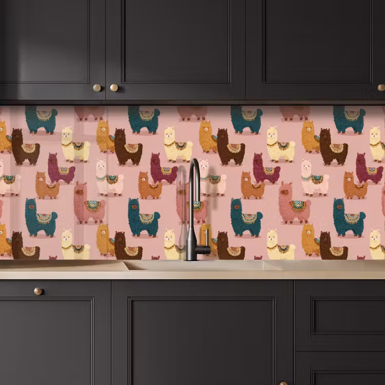 Spatscherm keuken - Alpaca's - Patroon - Kleurrijk — 6