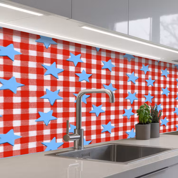 Spatscherm keuken - Ruit - Sterren - Rood — 2