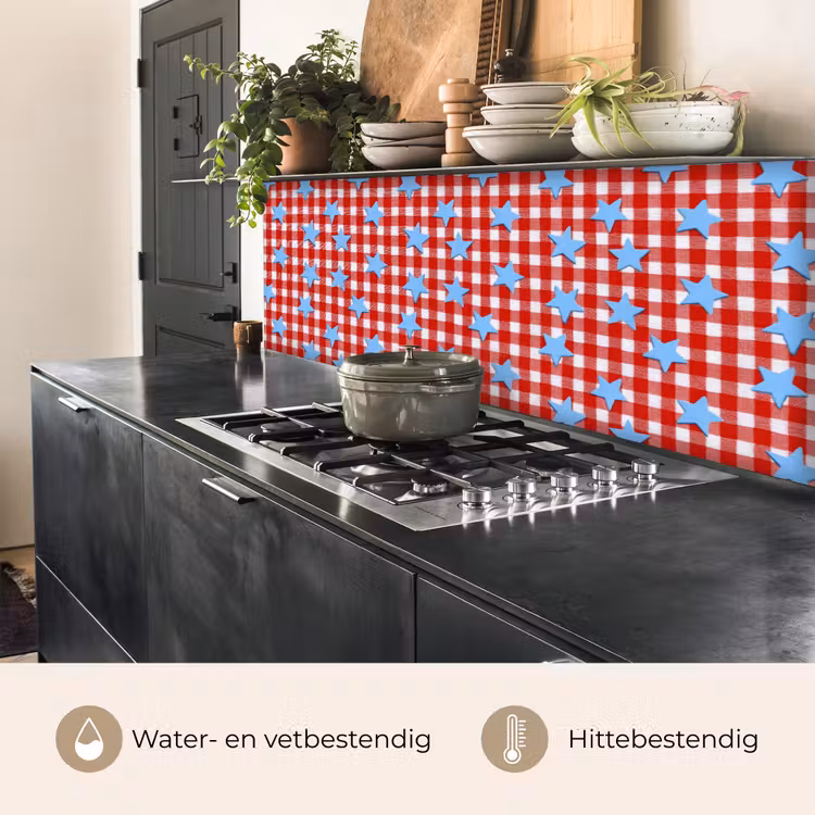 Spatscherm keuken - Ruit - Sterren - Rood — 5