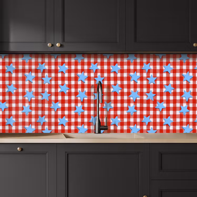 Spatscherm keuken - Ruit - Sterren - Rood — 6