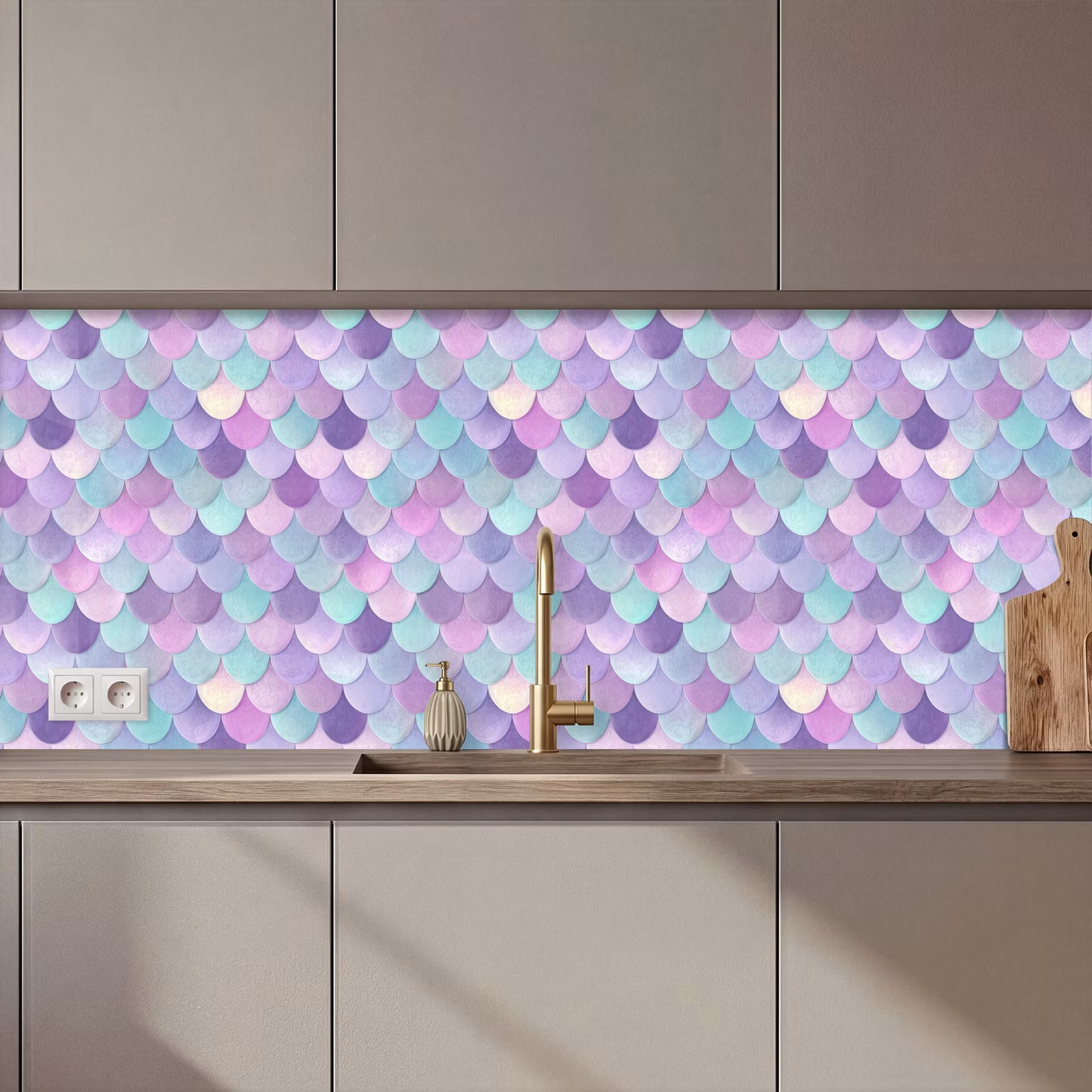 Spatscherm keuken - Dromerig - Zeemeermin - Pastel — 1