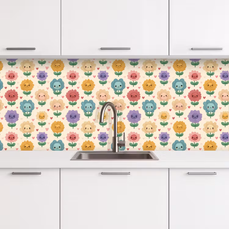 Spatscherm keuken - Bloemen - Hartjes - Kleurrijk — 4