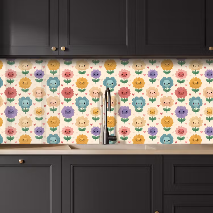 Spatscherm keuken - Bloemen - Hartjes - Kleurrijk — 6