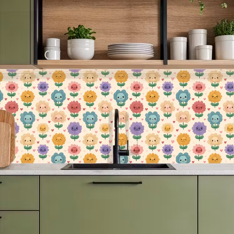 Spatscherm keuken - Bloemen - Hartjes - Kleurrijk — 7