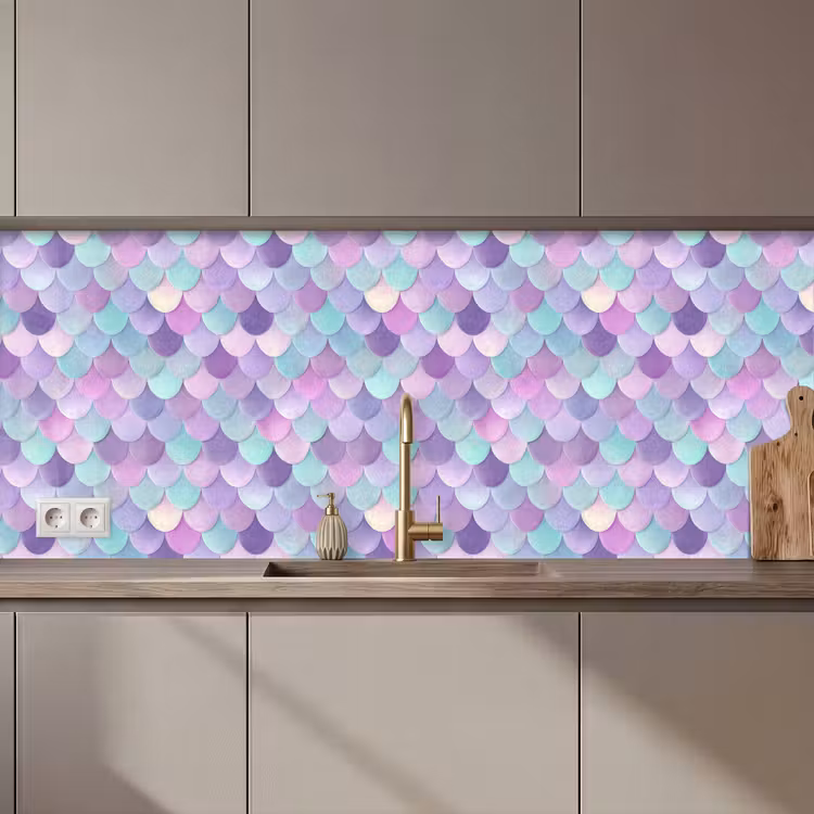 Spatscherm keuken - Dromerig - Zeemeermin - Pastel — 1