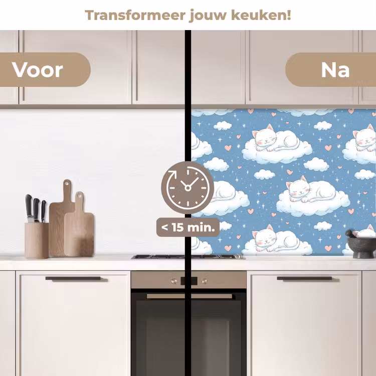 Spatscherm keuken - Kitten - Wolken - Blauw — 3