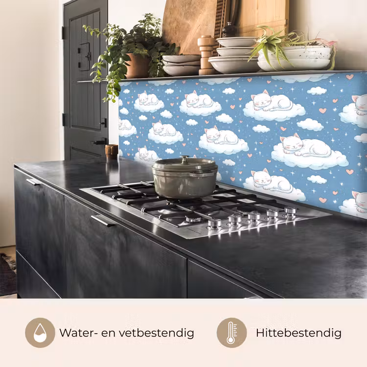 Spatscherm keuken - Kitten - Wolken - Blauw — 5