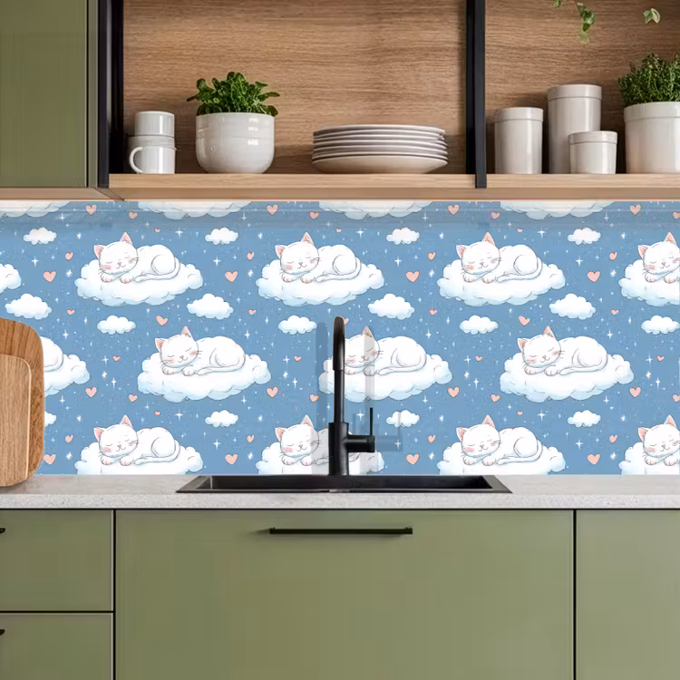 Spatscherm keuken - Kitten - Wolken - Blauw — 7