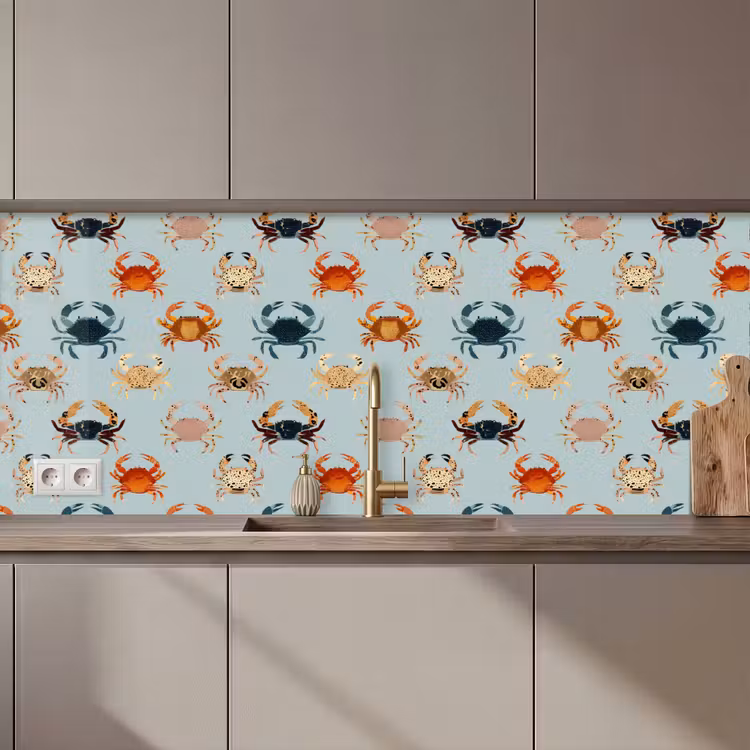 Spatscherm keuken - Krabben - Speels - Kleurrijk — 1