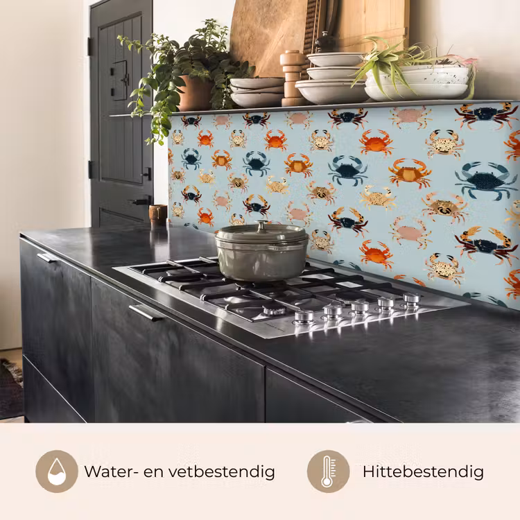 Spatscherm keuken - Krabben - Speels - Kleurrijk — 5