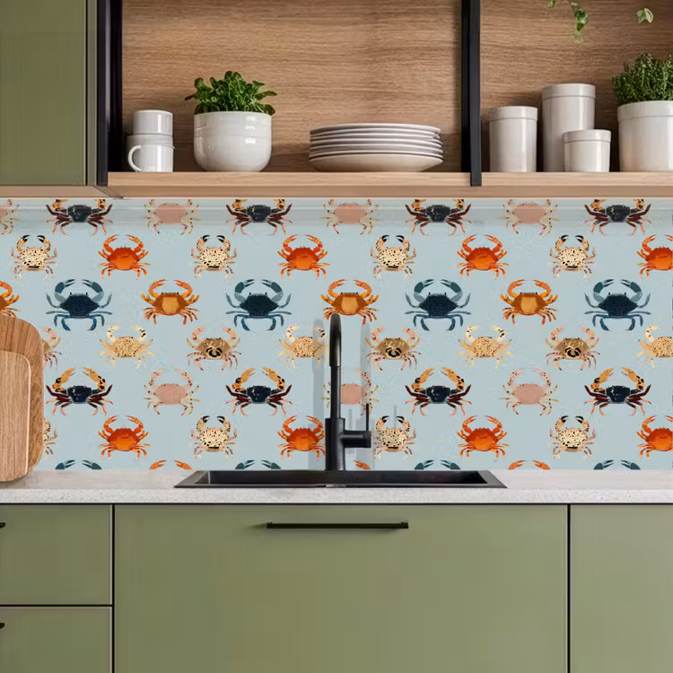 Spatscherm keuken - Krabben - Speels - Kleurrijk — 7