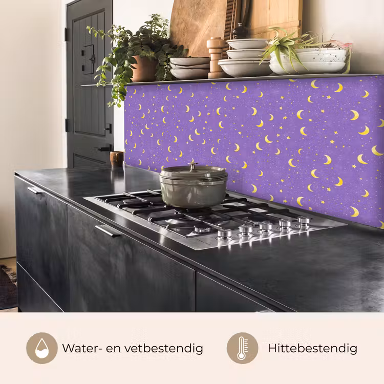 Spatscherm keuken - Manen - Sterren - Paars — 5