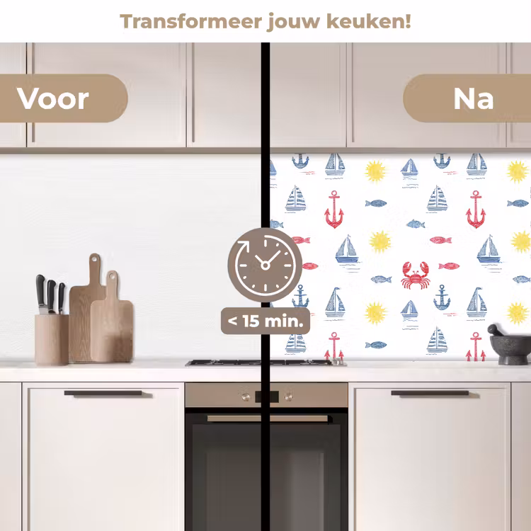 Spatscherm keuken - Nautisch - Illustraties - Kleurrijk — 3