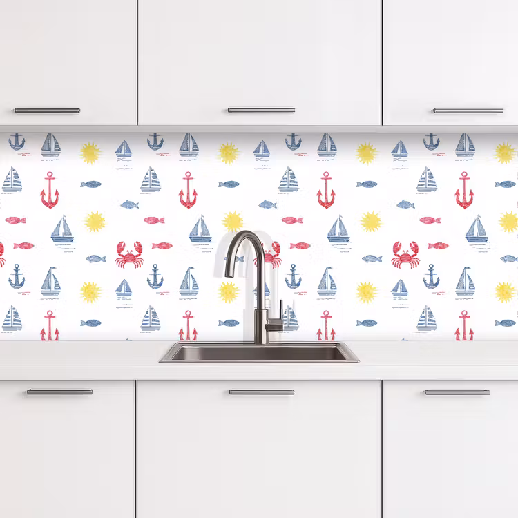 Spatscherm keuken - Nautisch - Illustraties - Kleurrijk — 4