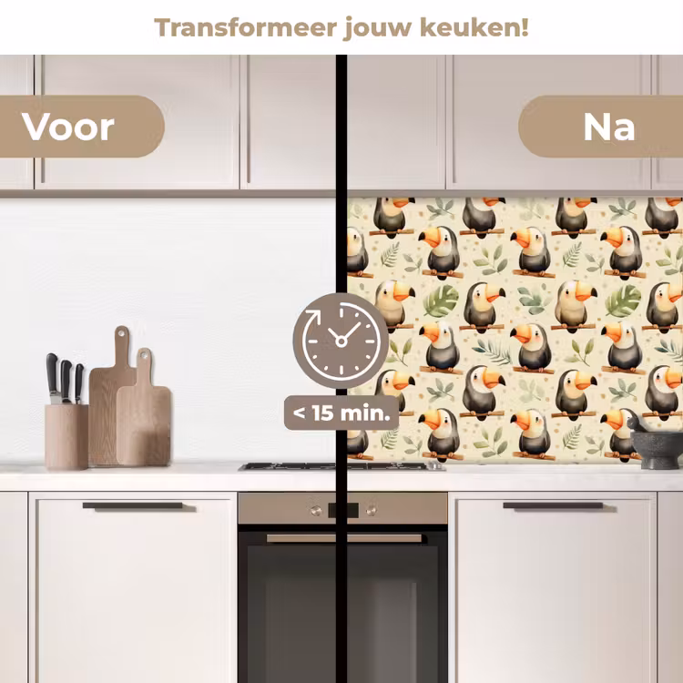 Spatscherm keuken - Toekans - Exotisch - Kleurrijk — 3