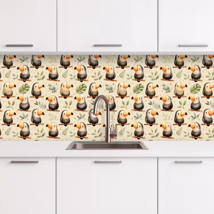 Spatscherm keuken - Toekans - Exotisch - Kleurrijk — 4
