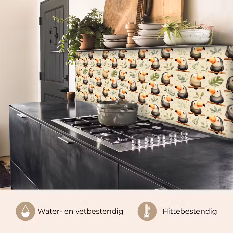 Spatscherm keuken - Toekans - Exotisch - Kleurrijk — 5