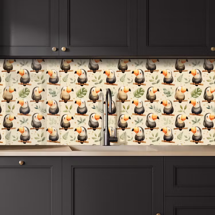 Spatscherm keuken - Toekans - Exotisch - Kleurrijk — 6
