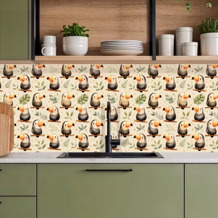 Spatscherm keuken - Toekans - Exotisch - Kleurrijk — 7