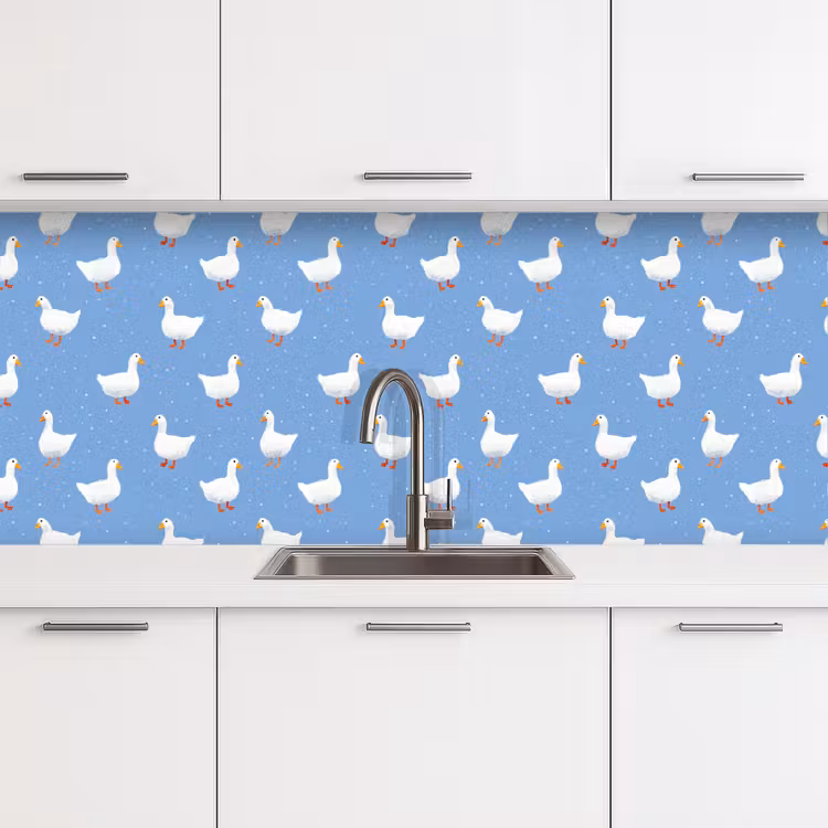 Spatscherm keuken - Ganzen - Elegant - Blauw — 4