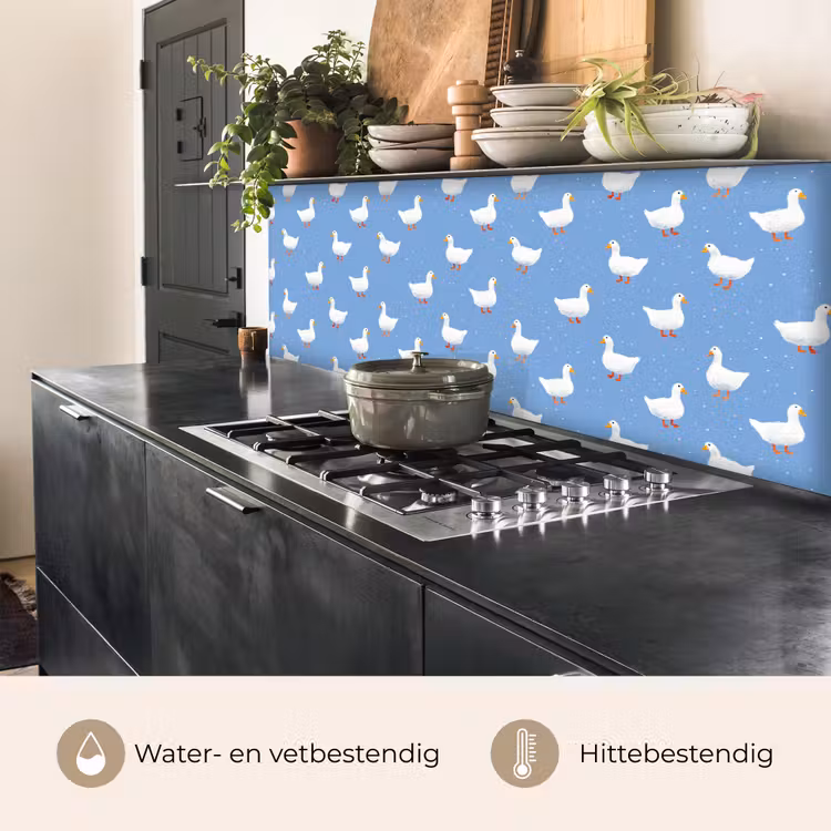 Spatscherm keuken - Ganzen - Elegant - Blauw — 5
