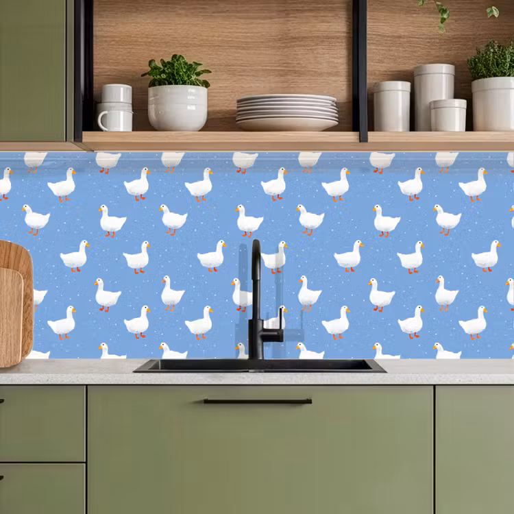 Spatscherm keuken - Ganzen - Elegant - Blauw — 7