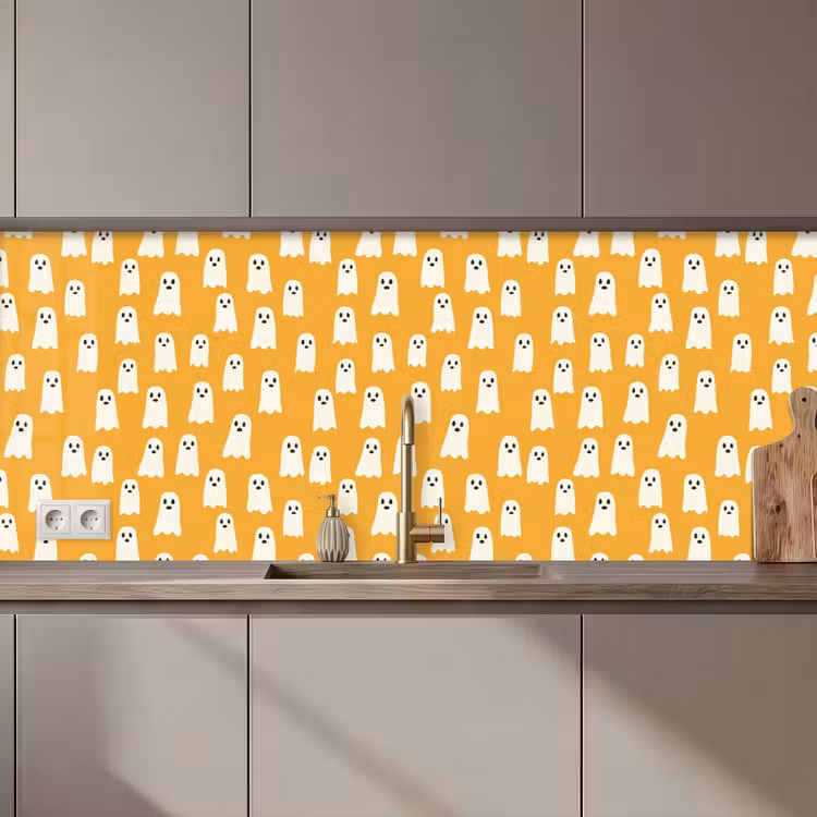 Spatscherm keuken - Halloween - Spookjes - Oker — 1