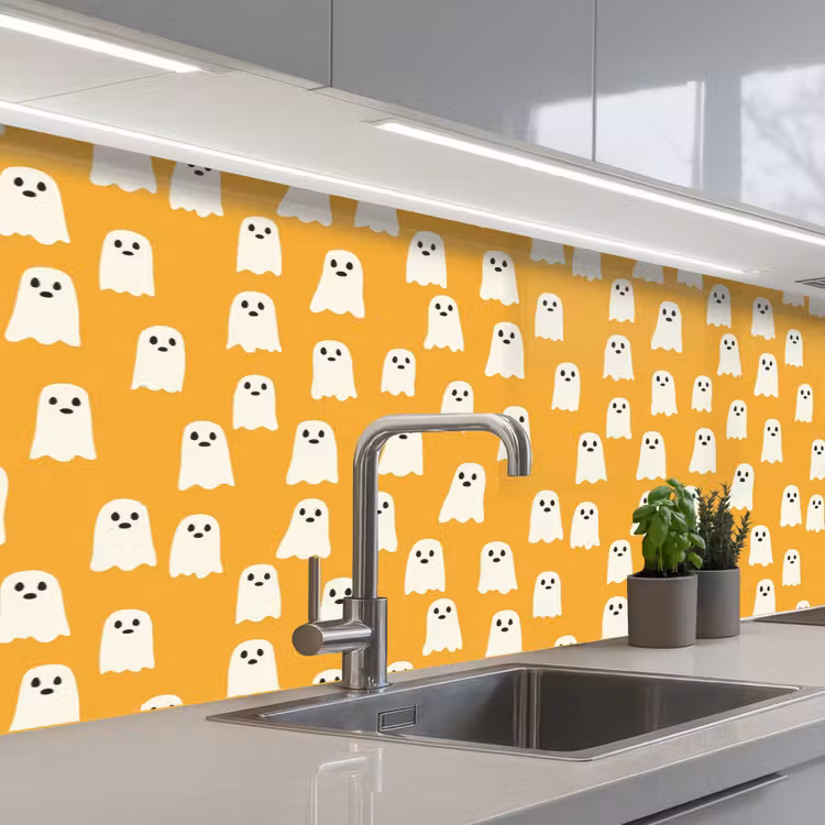 Spatscherm keuken - Halloween - Spookjes - Oker — 2