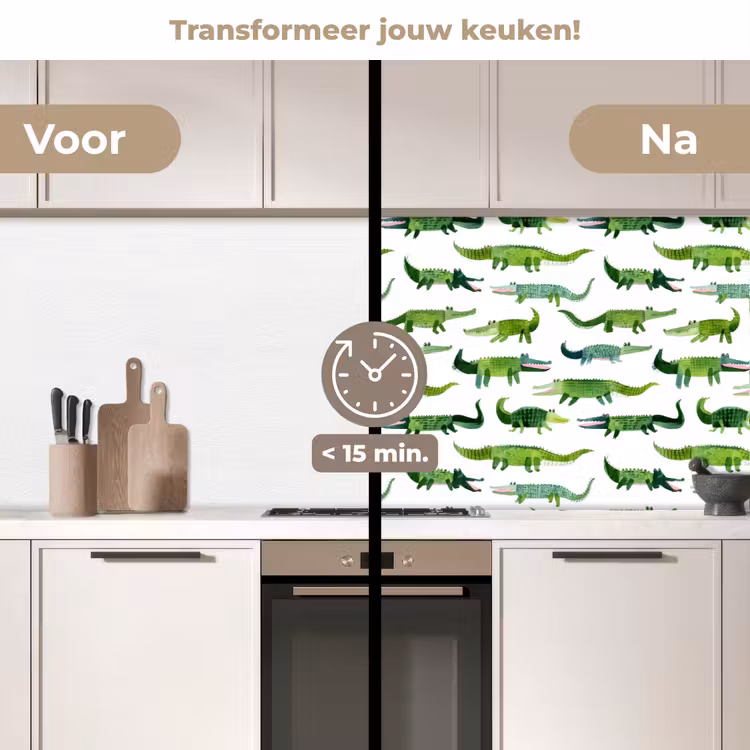 Spatscherm keuken - krokodillen - Speels - Groen — 3
