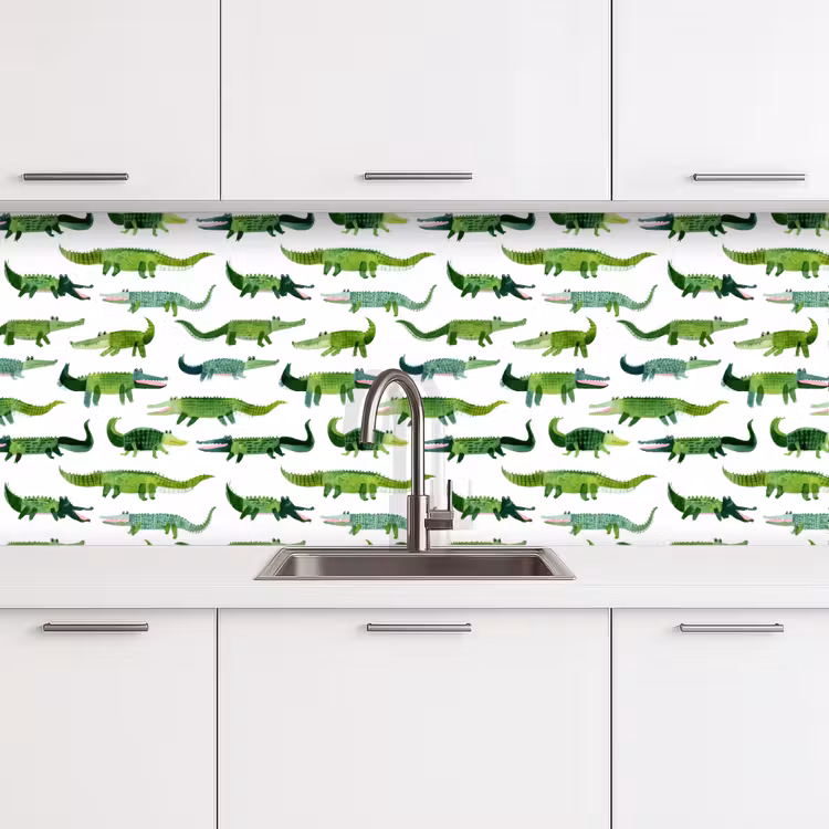 Spatscherm keuken - krokodillen - Speels - Groen — 4