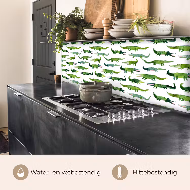 Spatscherm keuken - krokodillen - Speels - Groen — 5