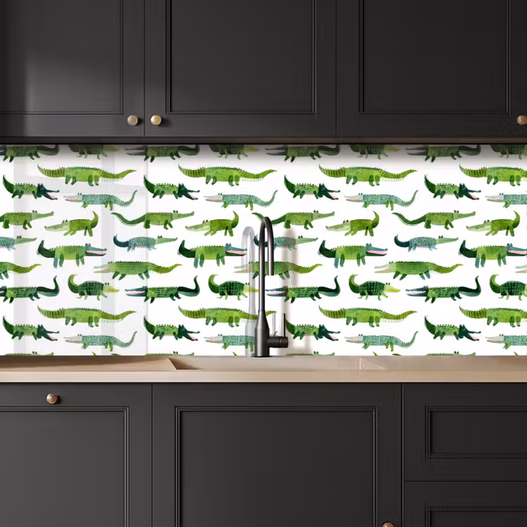 Spatscherm keuken - krokodillen - Speels - Groen — 6