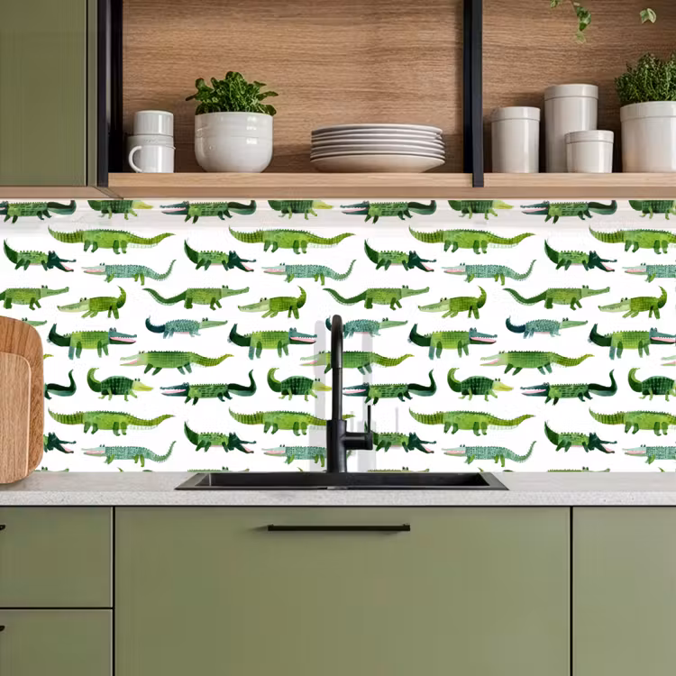 Spatscherm keuken - krokodillen - Speels - Groen — 7