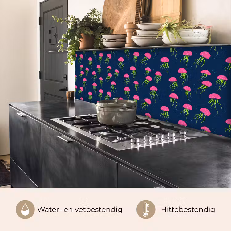 Spatscherm keuken - Kwallen - Diepzee - Neon — 5