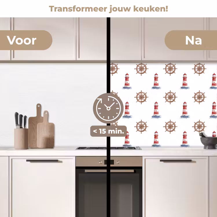 Spatscherm keuken - Nautisch - Klassiek - Rood — 3