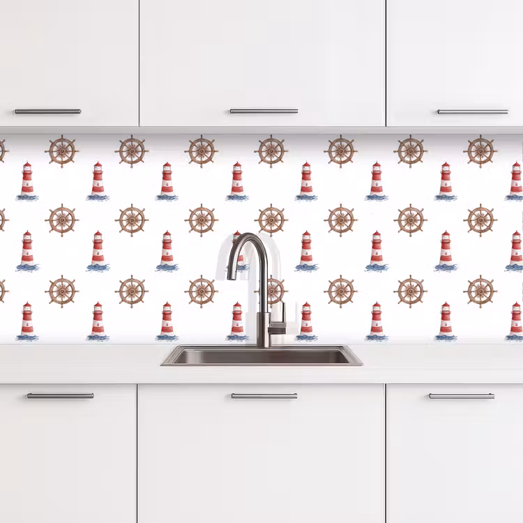 Spatscherm keuken - Nautisch - Klassiek - Rood — 4